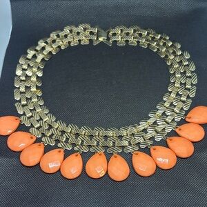 Gold and coral Statement Necklace